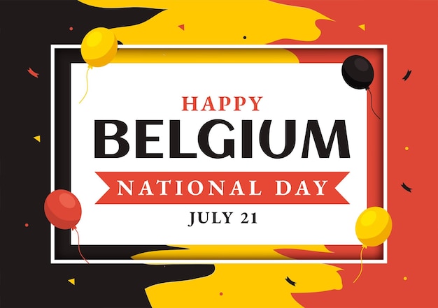 Gelukkige Belgische Onafhankelijkheidsdag op 21 juli Vector Illustratie met Wuivende Vlag Achtergrond Sjablonen