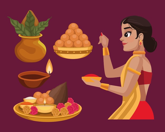 Vector gelukkige bhai dooj-pictogrammen