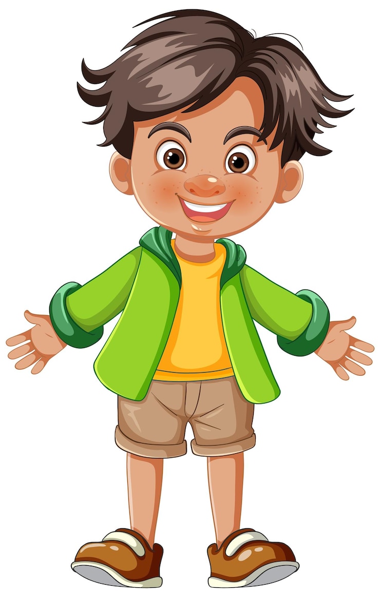 Vector gelukkige cartoon jongen klaar voor avontuur