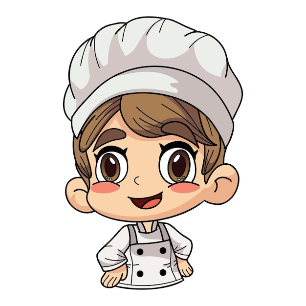 Gelukkige chef-kok mannelijke karakter illustratie in doodle stijl