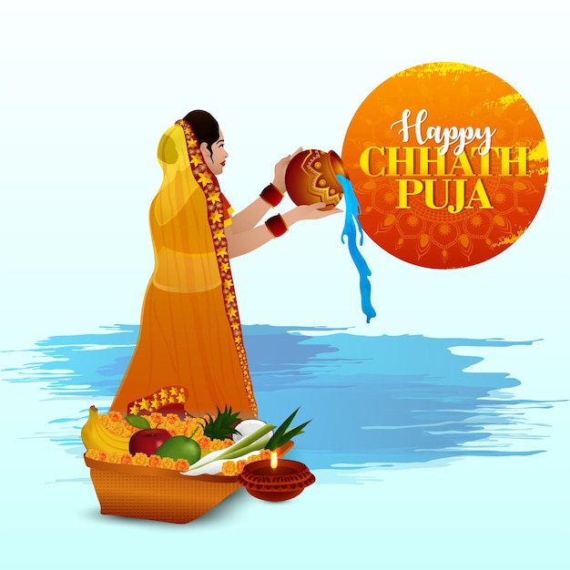 Gelukkige chhath puja-vieringskaart