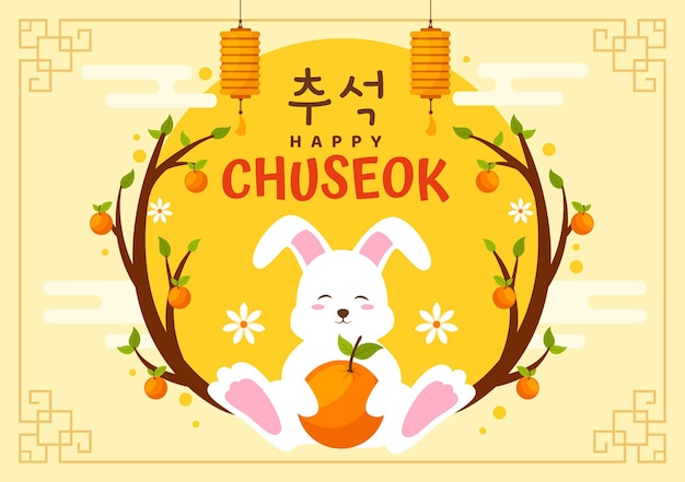 Gelukkige Chuseok Day Vector Illustratie van Koreaanse Thanksgiving Event met Harvest Festival Celebrate