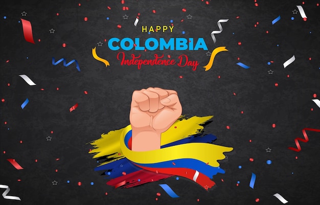 Gelukkige colombia-onafhankelijkheidsdag 20 juli landschapsbanner voor post op sociale media met abstract verloop als achtergrondontwerp
