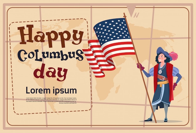 Gelukkige Columbus Day America Discover Holiday Poster Greeting Card