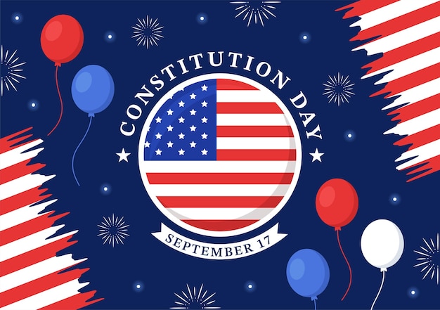 Gelukkige dag van de grondwet Verenigde Staten vectorillustratie met Amerikaanse golvende vlag achtergrond