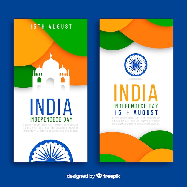 Gelukkige dag van de onafhankelijkheid van india banners