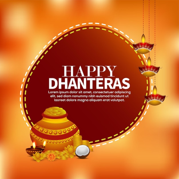 Gelukkige dhanteras-banner met vectorillustratie