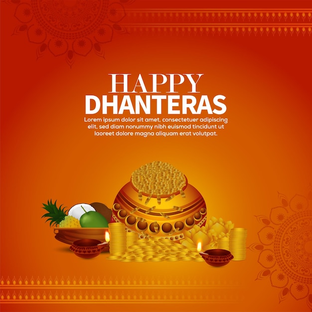 Gelukkige dhanteras indiase festivalvieringskaart