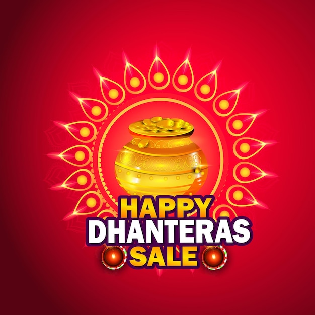 Gelukkige Dhanteras tijdens Diwali-seizoen voor welvaart. vector illustratie