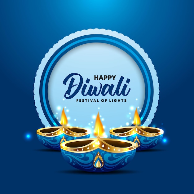 Gelukkige Diwali-achtergrond met decoratieve achtergrond l Diwali-festivalbanner l Elegante gelukkige Diwali