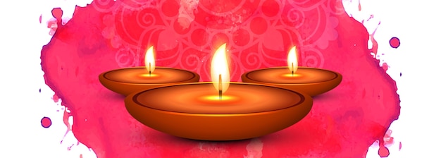 Gelukkige diwali diya olielamp festival header ontwerp