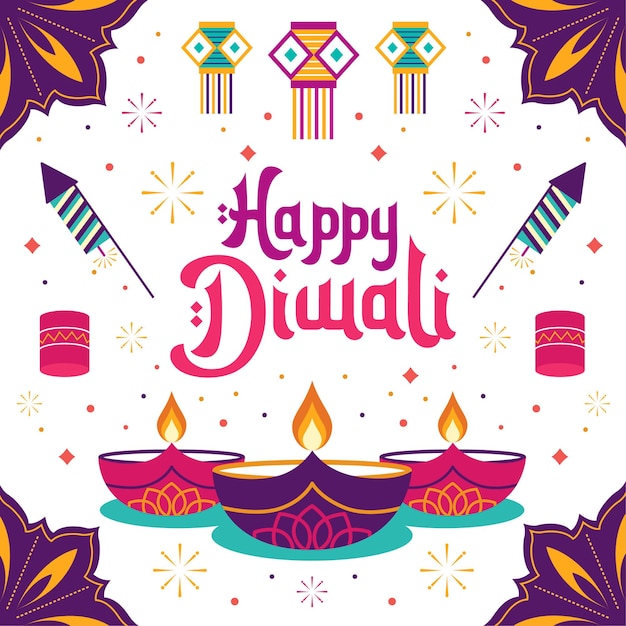 Gelukkige Diwali Festival kleurrijke vectorillustratie