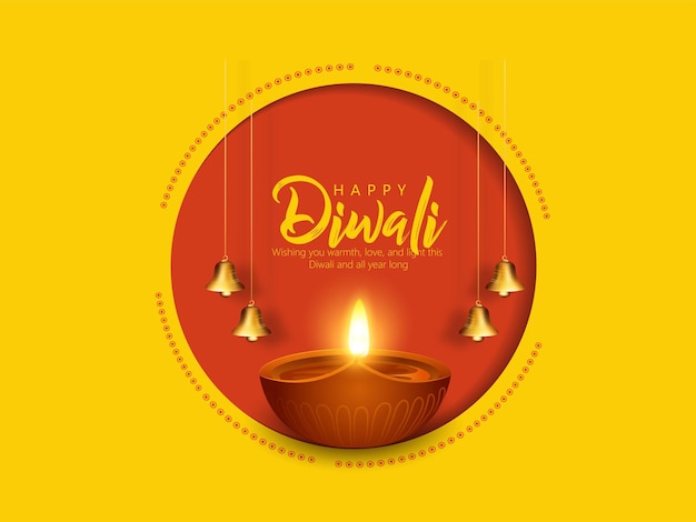 Gelukkige Diwali-festivalachtergrond met realistische olielamp. Diwali-achtergrondontwerp voor banner, poste