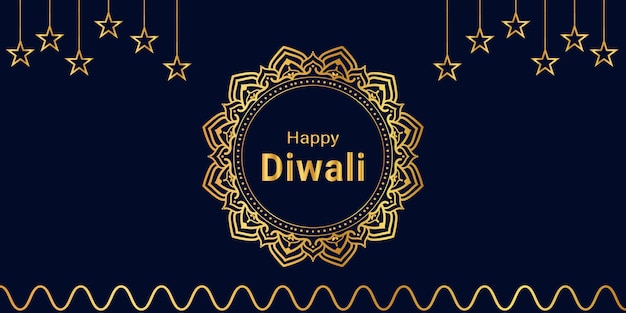 Vector gelukkige diwali-groetbanner