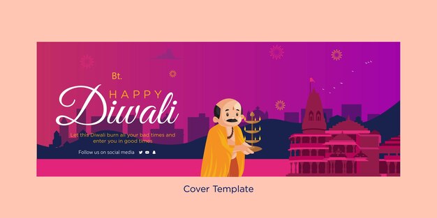 Gelukkige Diwali Indiase festival omslagontwerpsjabloon