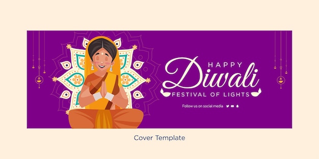 Gelukkige diwali indiase festival omslagontwerpsjabloon