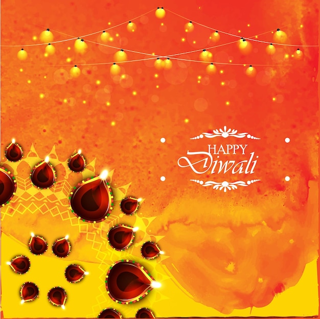 Vector gelukkige diwali met realistische olielamp elegante diya, gift card, poster, banner, big sale background