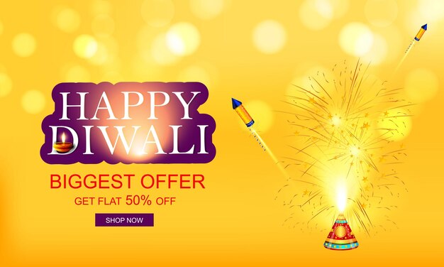 Gelukkige Diwali met realistische olielamp elegante Diya, Gift card, Poster, banner, Big sale background