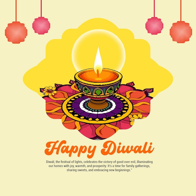 Gelukkige Diwali of Deepavali met Festival of Lights sociale media post banner sjabloon