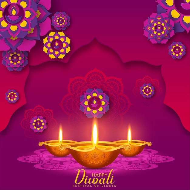 Gelukkige diwali, vakantieachtergrond voor lichtfestival van india.