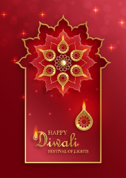 Gelukkige Diwali vectorillustratie Feestelijke Diwali en Deepawali-kaart Het Indiase festival van lichten op kleur achtergrond