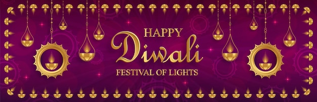 Vector gelukkige diwali vectorillustratie feestelijke diwali en deepawali-kaart het indiase lichtfestival