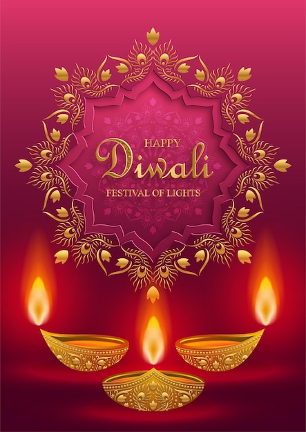 Gelukkige Diwali vectorillustratie Feestelijke Diwali en Deepawali-kaart Het Indiase lichtfestival