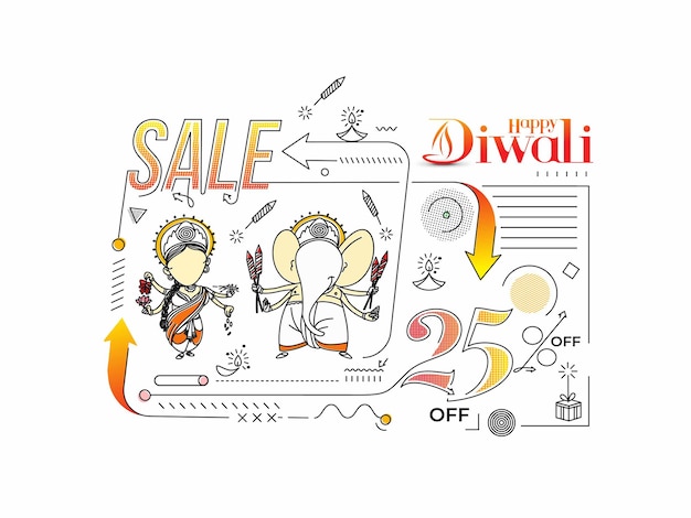 Gelukkige Diwali verkoop spandoek poster, vectorillustratie.