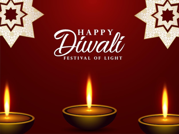 Gelukkige diwali viering wenskaart met vectorillustratie van diwali diya