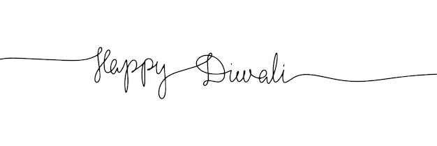 Gelukkige Diwali zinsnede woord één lijn continu handschrift kalligrafie tekst vector illustratie