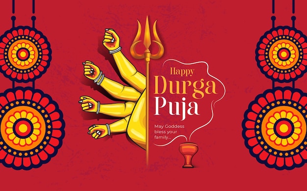 Gelukkige Durga Puja Festival achtergrond ontwerpsjabloon illustratie