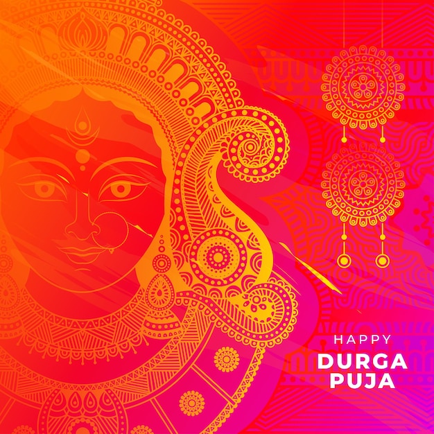 Gelukkige Durga Puja Festival achtergrond ontwerpsjabloon