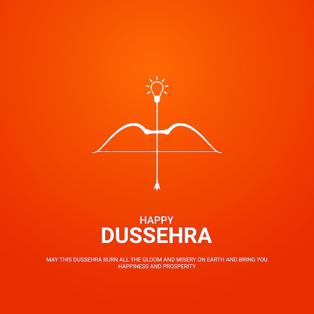 Gelukkige Dussehra-tekst met hindoeïstische festivalillustratie