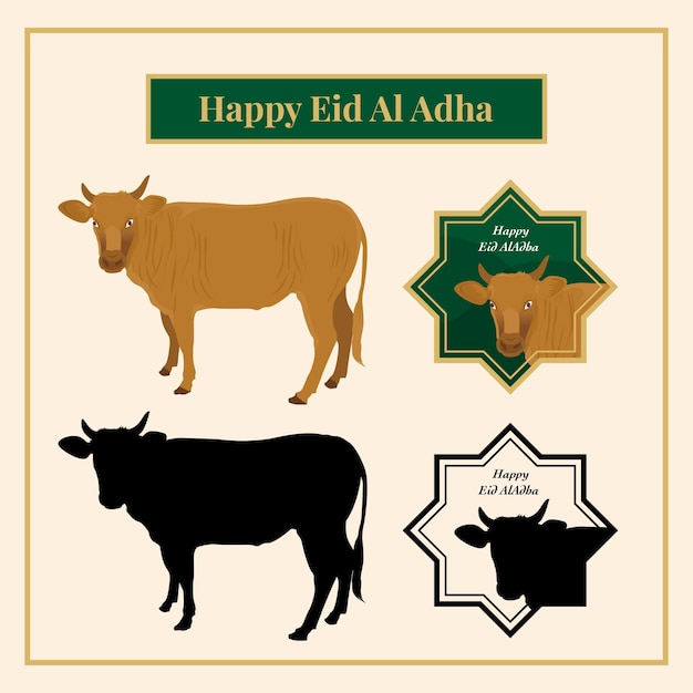 Vector gelukkige eid al adha koe