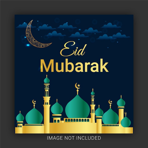 Gelukkige Eid Mubarak Banner-ontwerpsjablonen voor sociale media