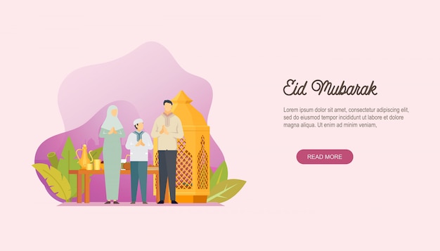 Gelukkige eid Mubarak met mensenkarakter.