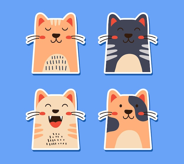 Vector gelukkige en schattige kattenstickers