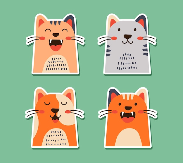 Vector gelukkige en schattige kattenstickers