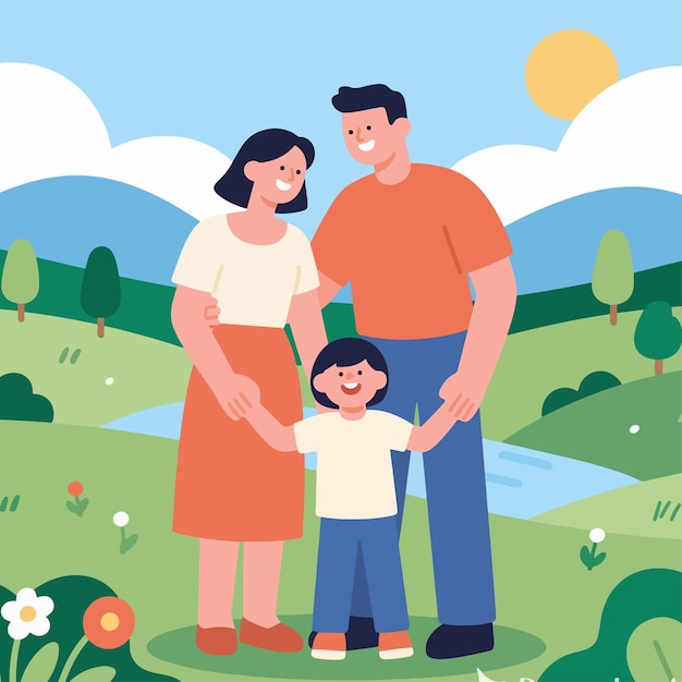 Gelukkige familie in het park.