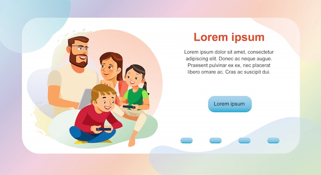 Gelukkige familie leisure web banner vector sjabloon