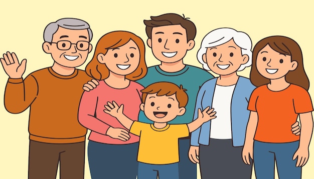 Gelukkige familie met meerdere generaties Portret Illustratieeps