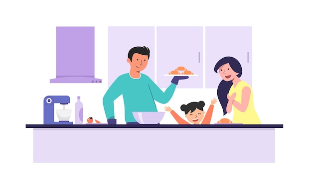 Gelukkige familie samen koken in de keuken