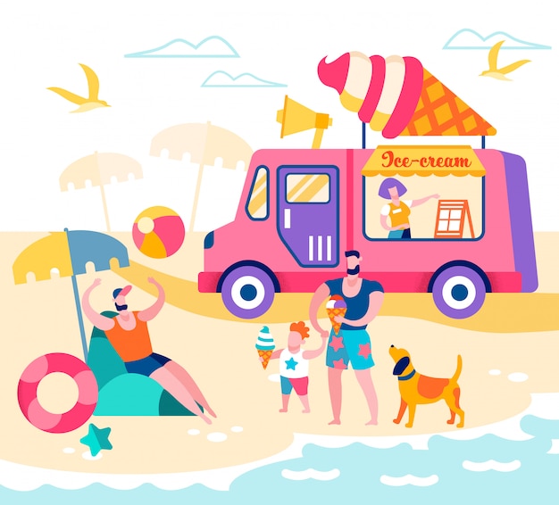 Gelukkige familie van vader en zoon ontspannen op het strand
