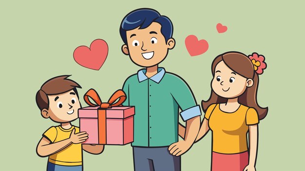 Gelukkige familie viert vadersdag met geschenken en liefde