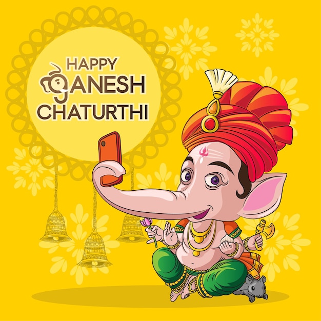 Gelukkige Ganesh die selfie klikt op anesh Chaturthi