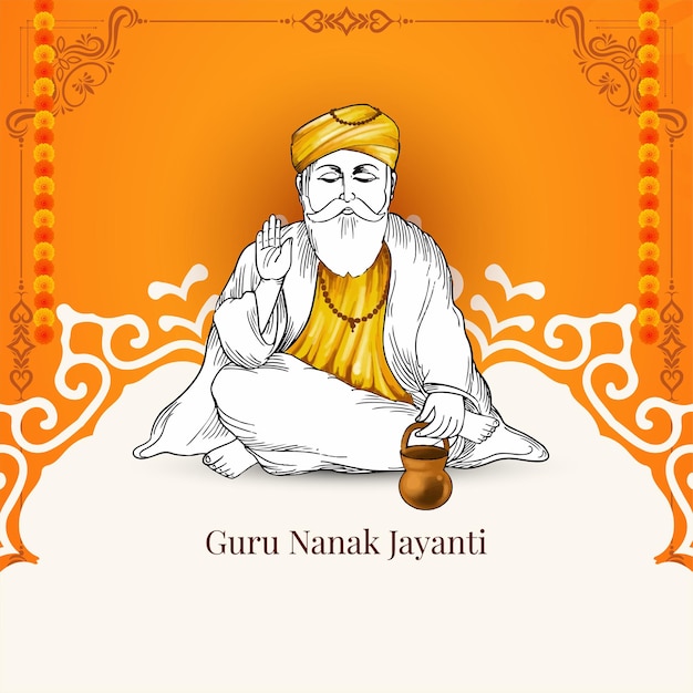 Gelukkige Guru Nanak Jayanti Punjabi Sikh festival groeten achtergrond