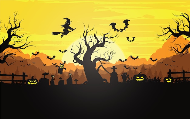 Gelukkige halloween-achtergrond, Halloween-illustratie.