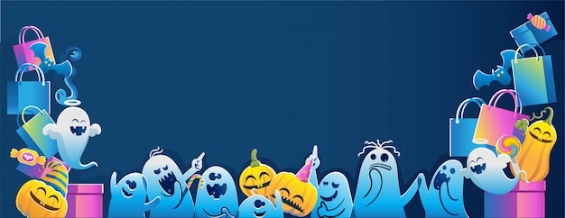 Gelukkige halloween-banner. halloween achtergronden.