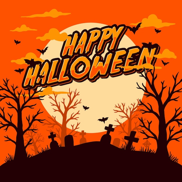 Vector gelukkige halloween platte ontwerpachtergrond