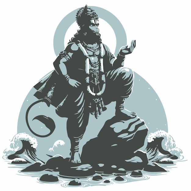 Vector gelukkige hanuman jayanti viert de geboorte van heer sri hanuman vector illustratie